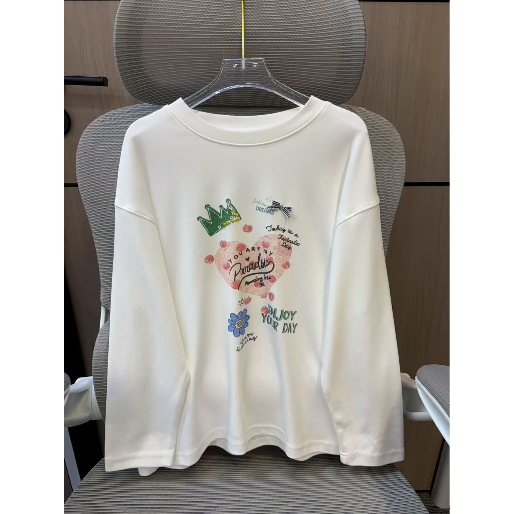 【现货】2025秋清新印花立体蝴蝶结女童打底衫 D610 610 W B