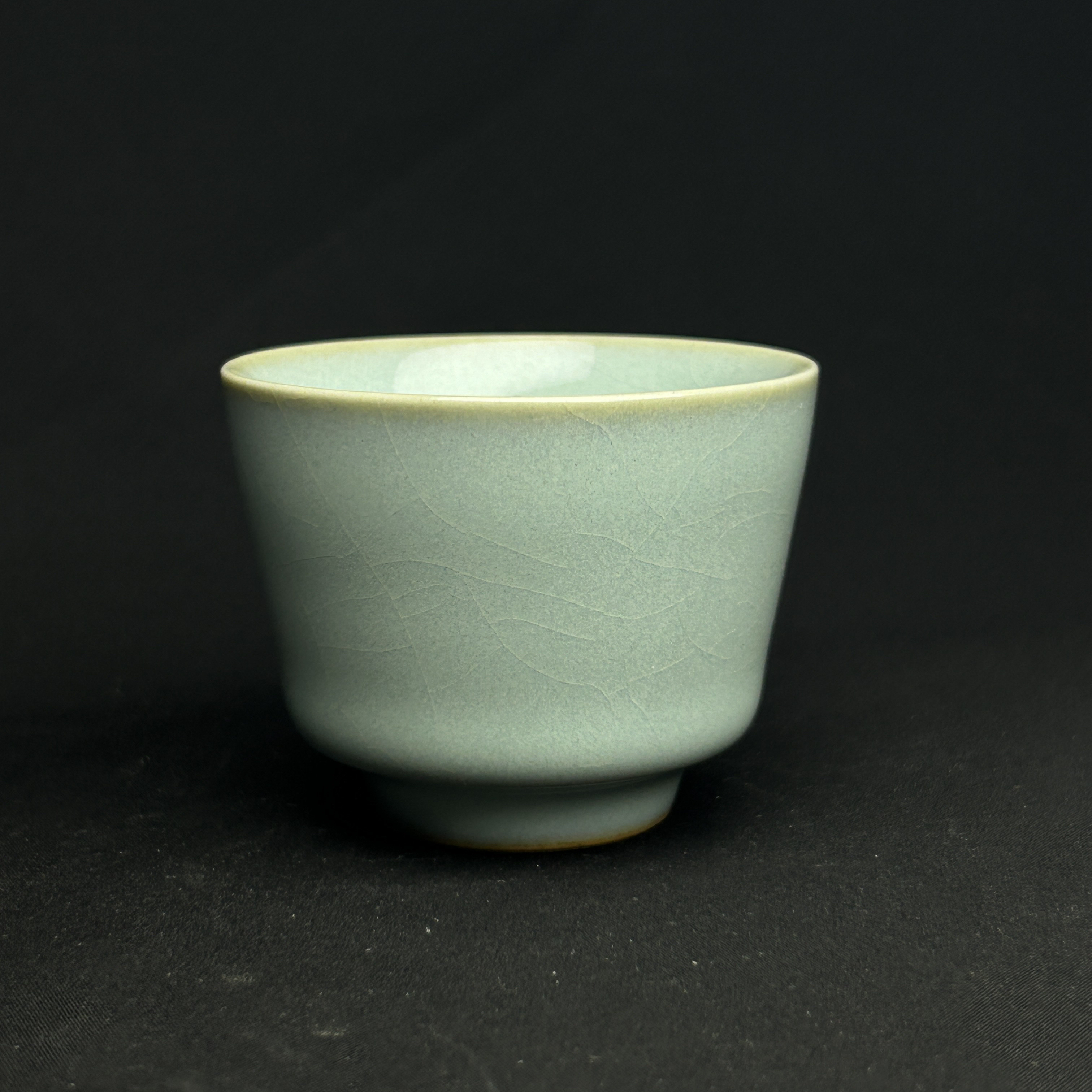 马蹄杯圈足天青色50cc赵琳省工原矿汝瓷