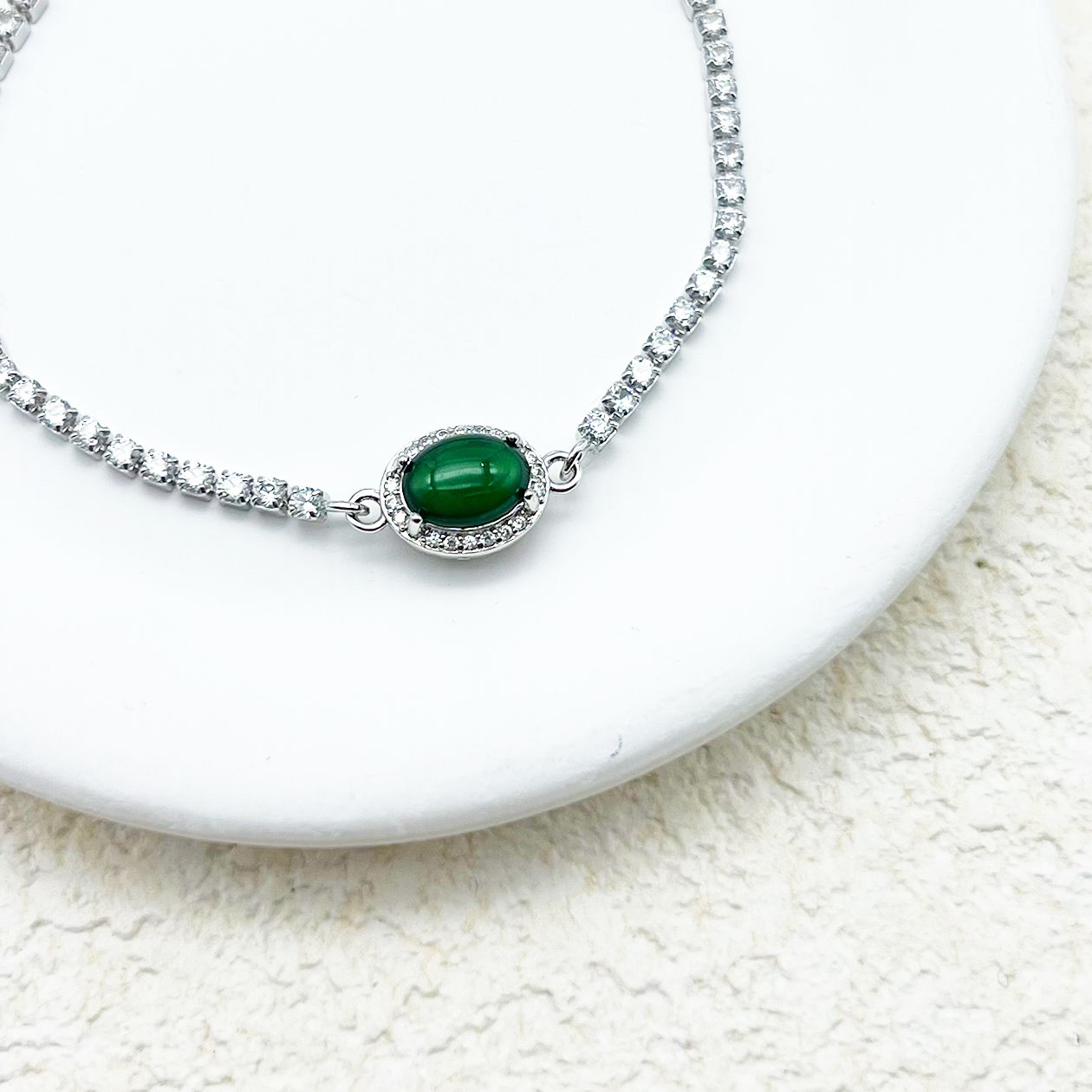 天然翡翠蛋面手链尺寸(8*6.5*6mm)-AZD4015