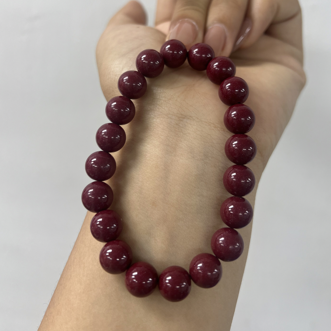 含辰砂工艺品天然保真含辰砂紫金砂高含量保真正品素圈手串