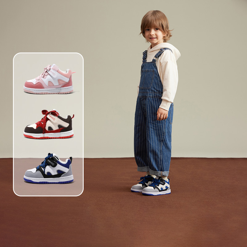 英氏童鞋耐磨透气女童运动鞋秋冬新款防滑软底高帮男童宝宝休闲鞋