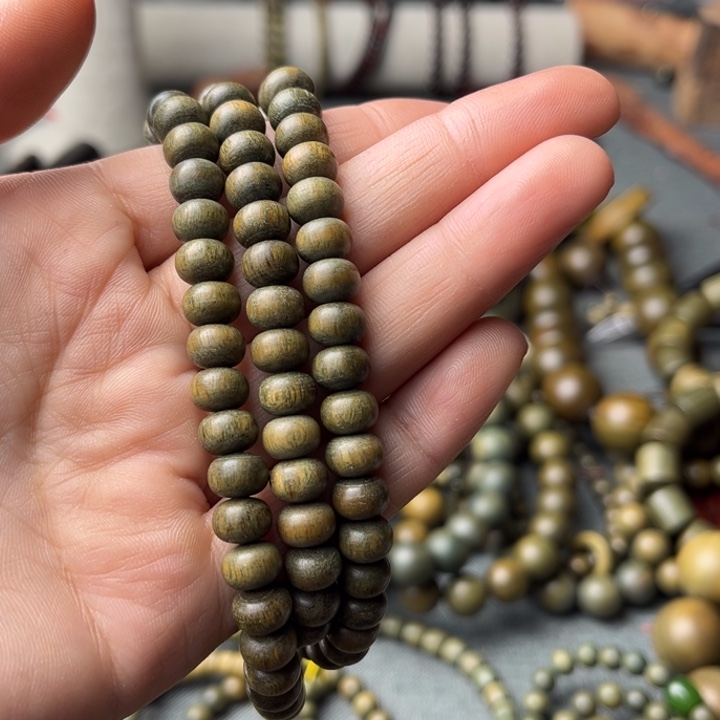 背***影木绿檀小算盘手串00000