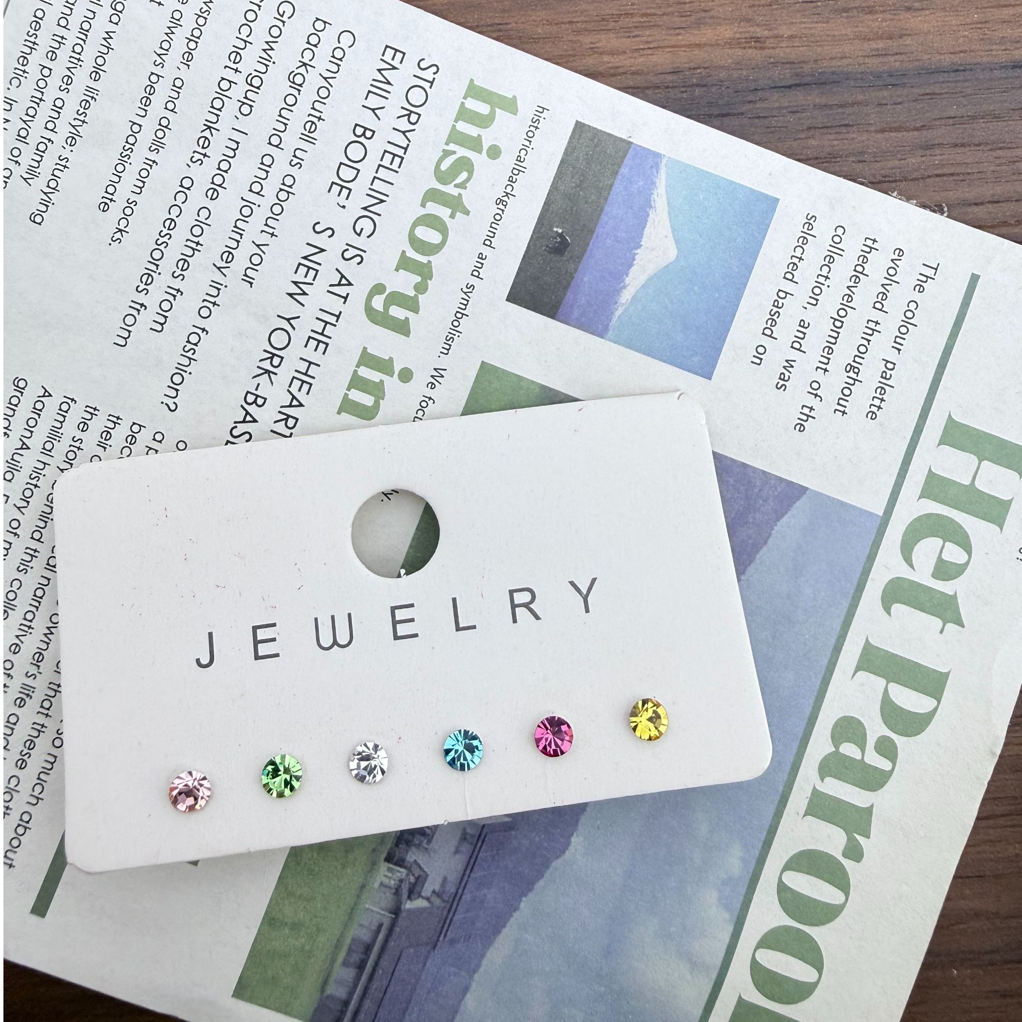 钛钢耳饰 宝仕奥莎圆尖耳钉 -随机颜色1对