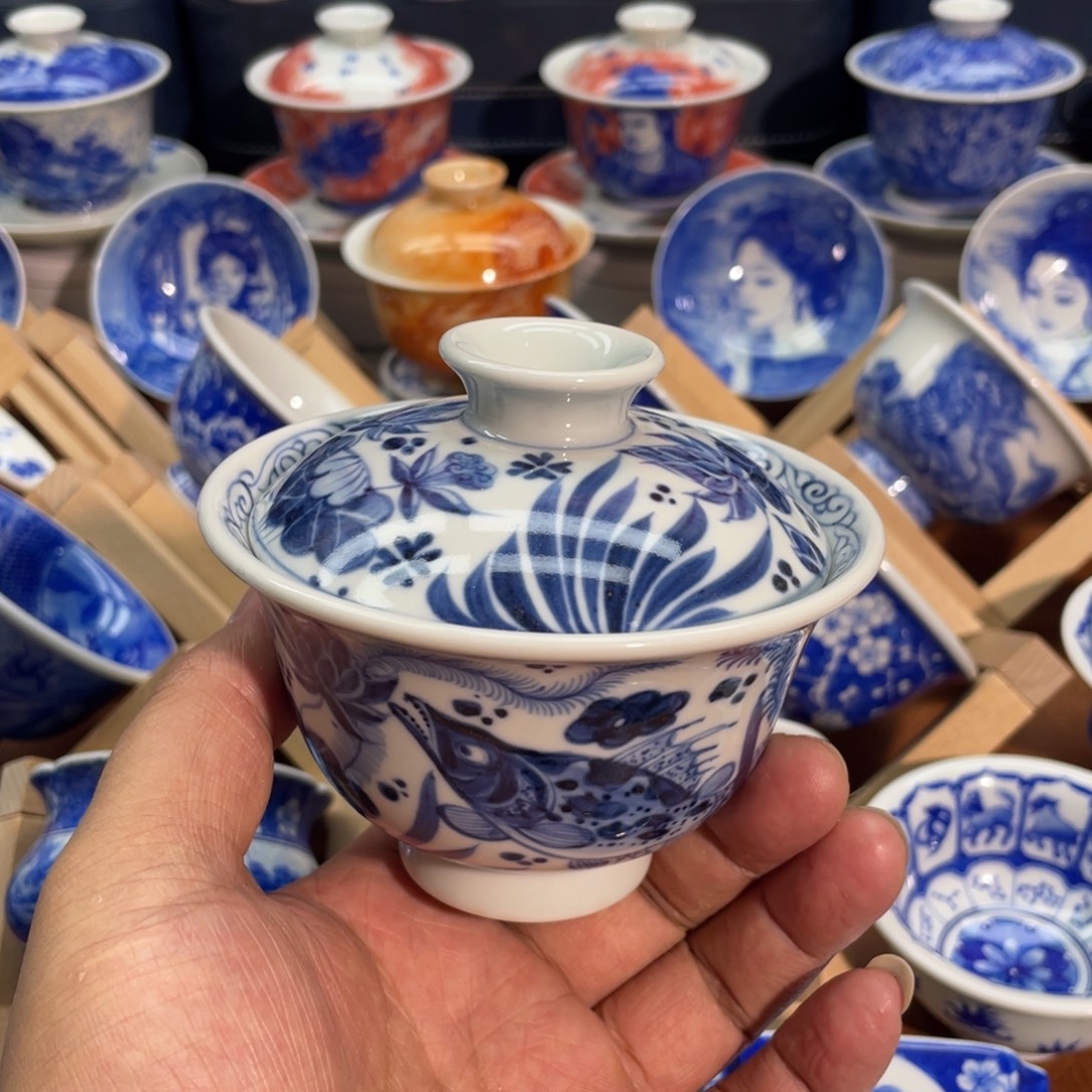 福利款 仿明 鱼藻纹盖碗150Ｃｃ