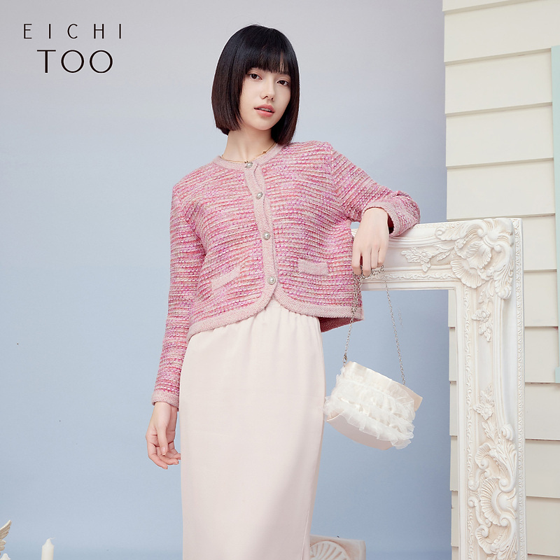 爱居兔女装休闲时尚减龄基础百搭短款针织衫外套EWZSJ1P012A