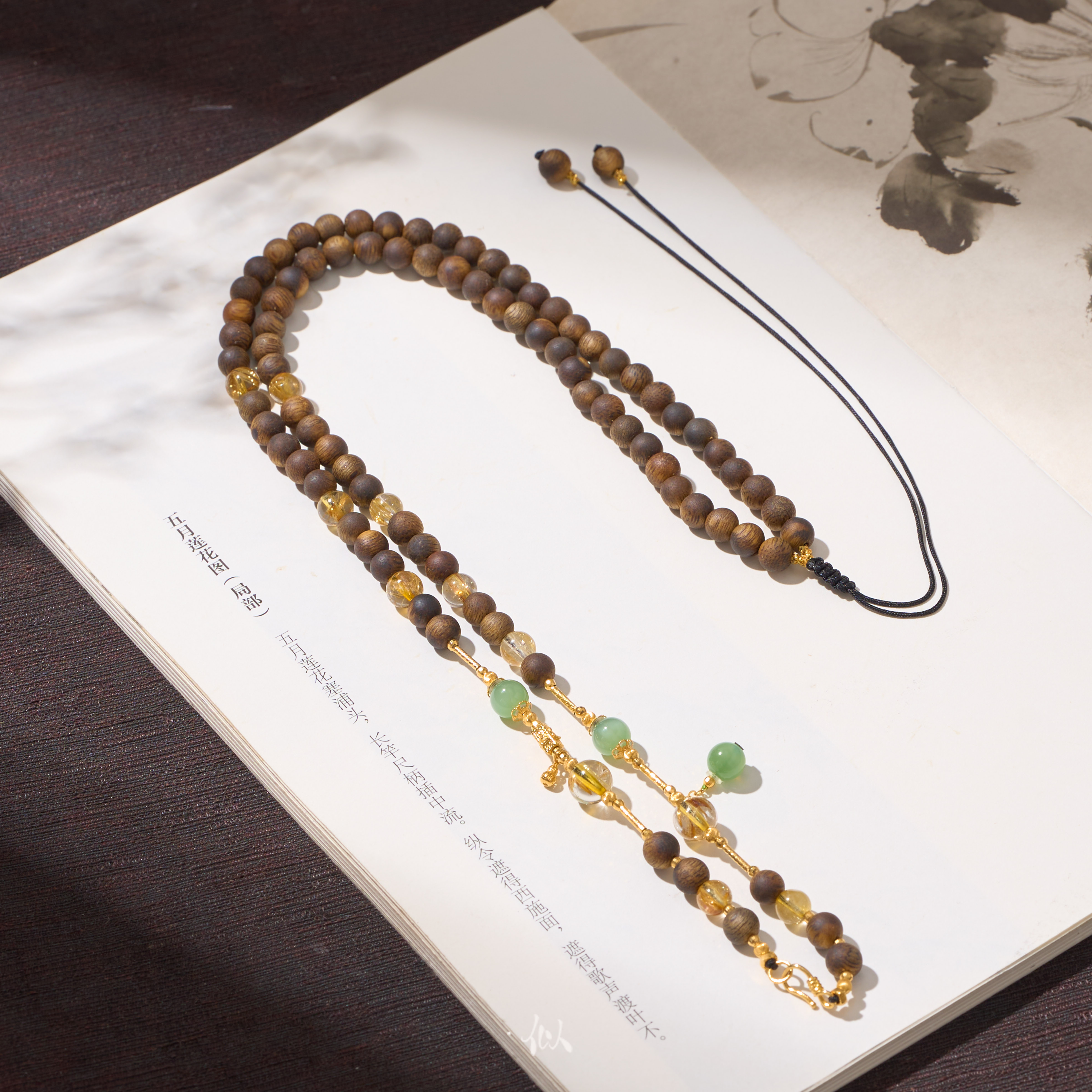 沉香【沉瑜】·似梓珠宝· 18K沉香和田玉项链  XYGD434054-G