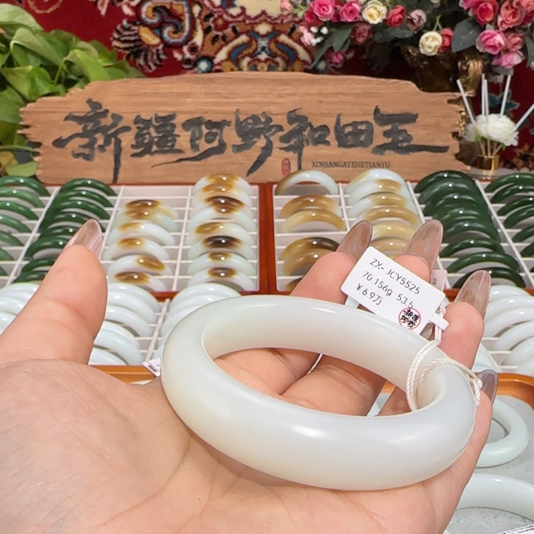 和田玉未镶嵌手镯天然老坑新疆和田玉手镯轮胎镯柔光条宽15+