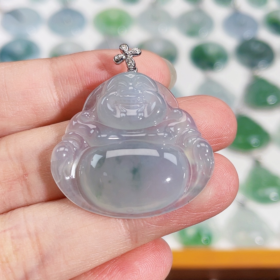 颈饰18K金镶嵌翡翠吊坠