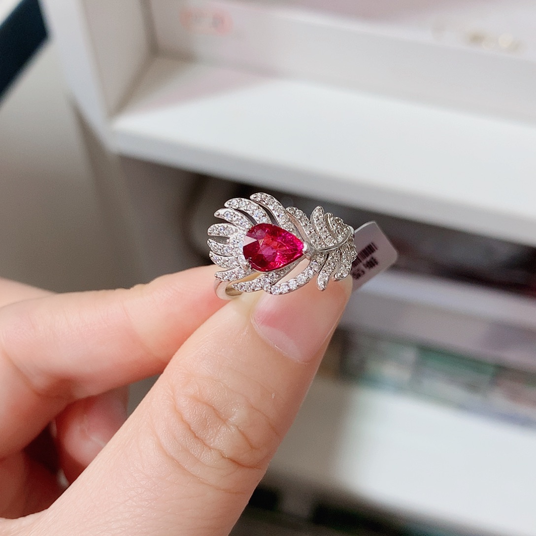 碧玺戒指银S925镶嵌戒指超美