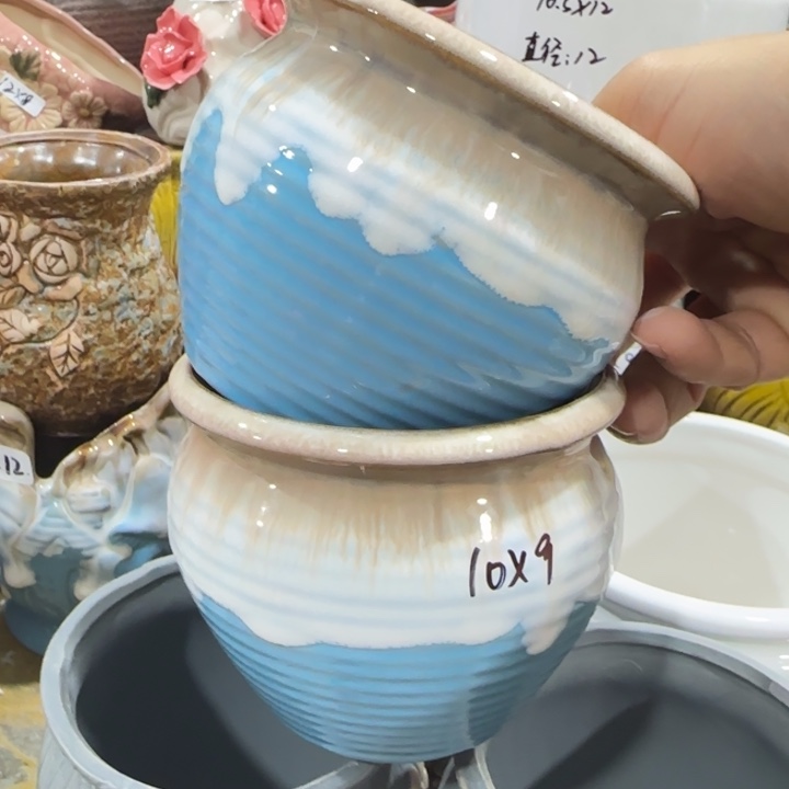 凑9块包邮，有孔，陶瓷花盆