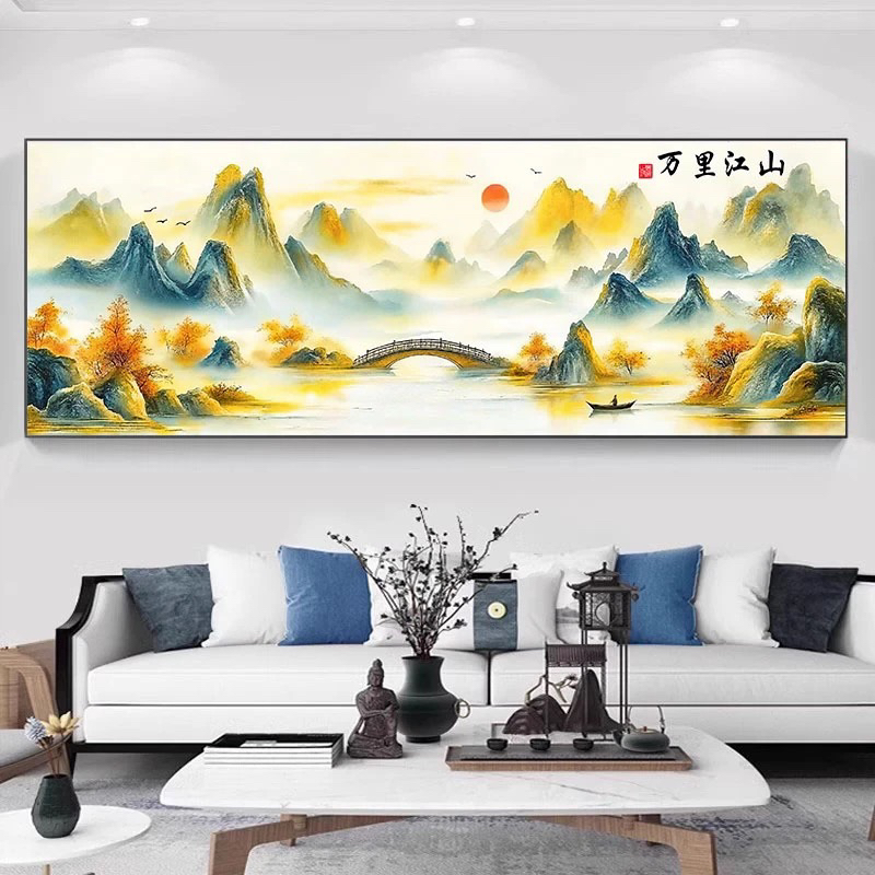 万里江山 蒙娜丽莎十字绣棉线43色180×60大格满绣无勾边