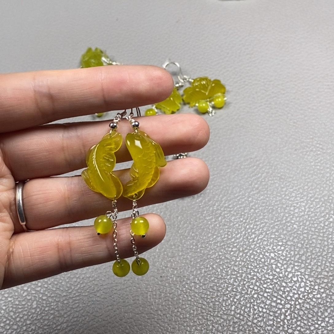 蛇纹石玉未镶嵌挂件耳饰耳环项链