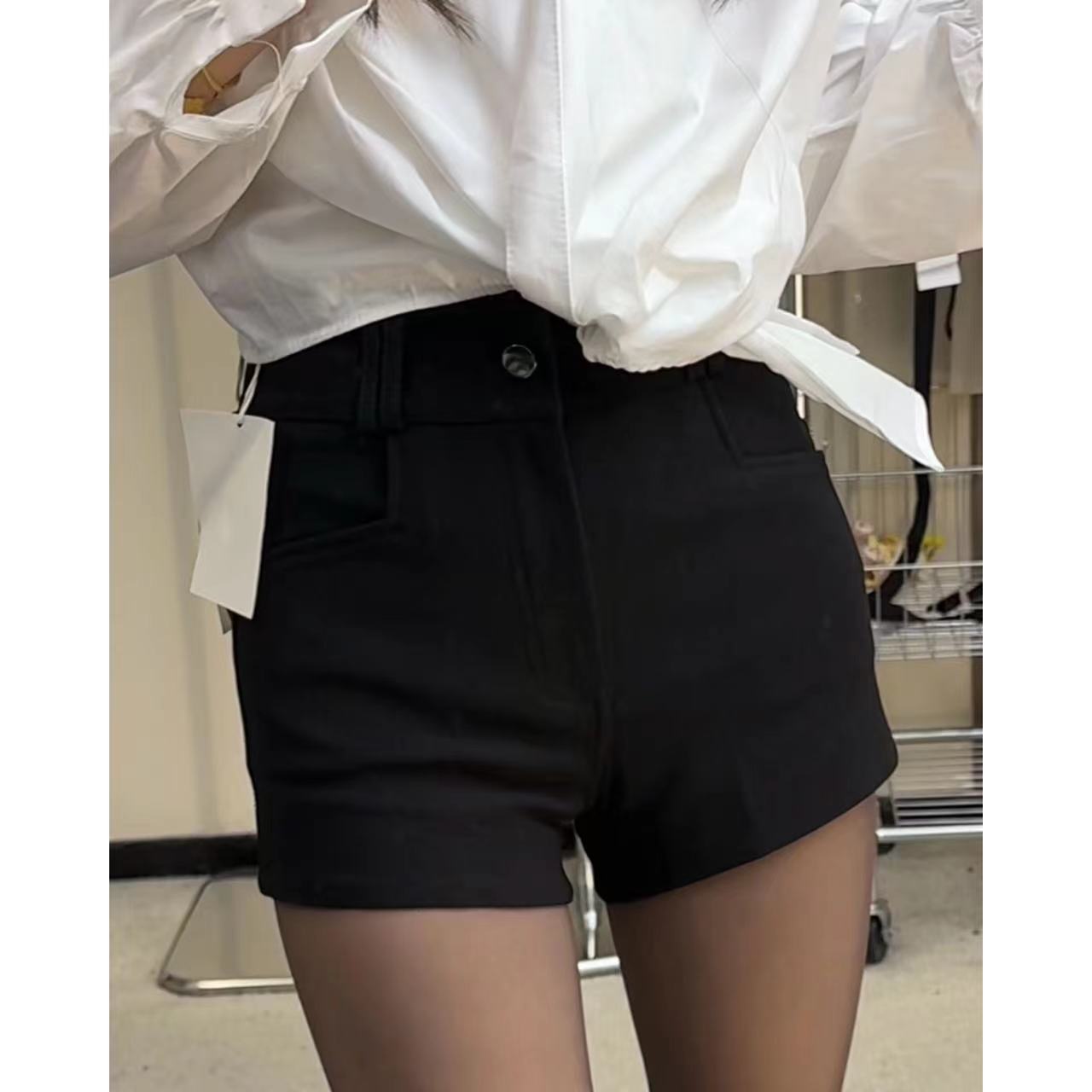 9929短裤高腰秋季休闲显瘦短裤修身休闲百搭打底ins紧身韩版