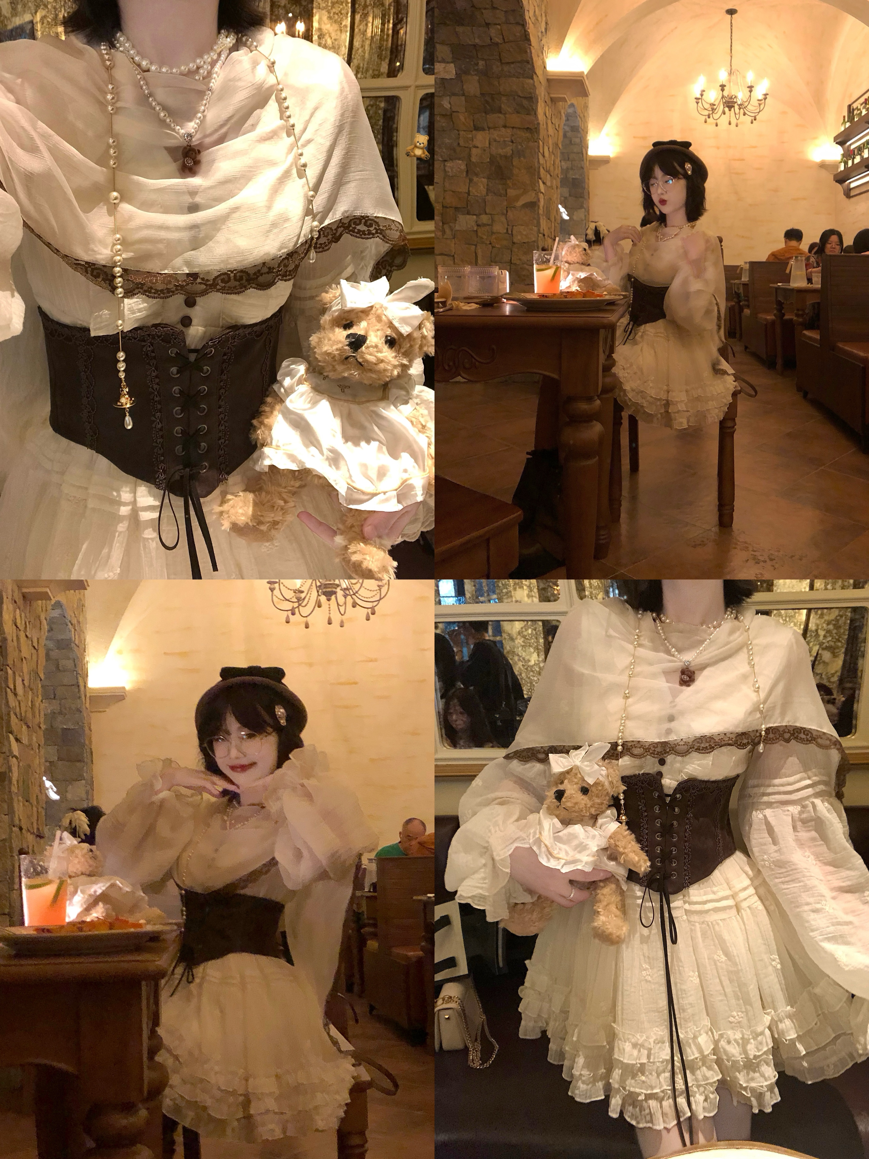 【ALITTLE 乱糟糟】“古堡千金”灯笼袖复古氛围感斗篷连衣裙腰封