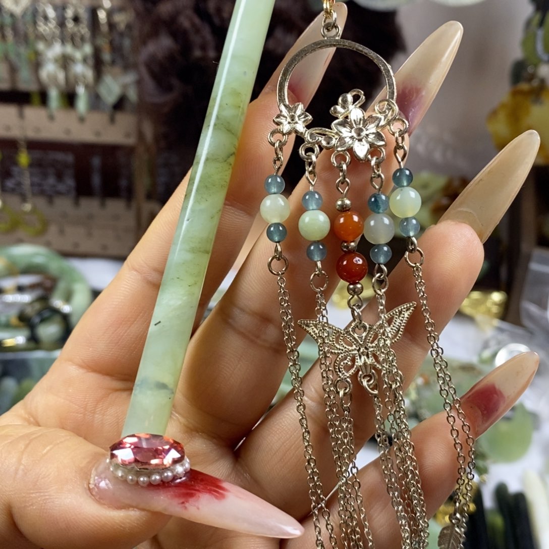 蛇纹石玉未镶嵌发簪