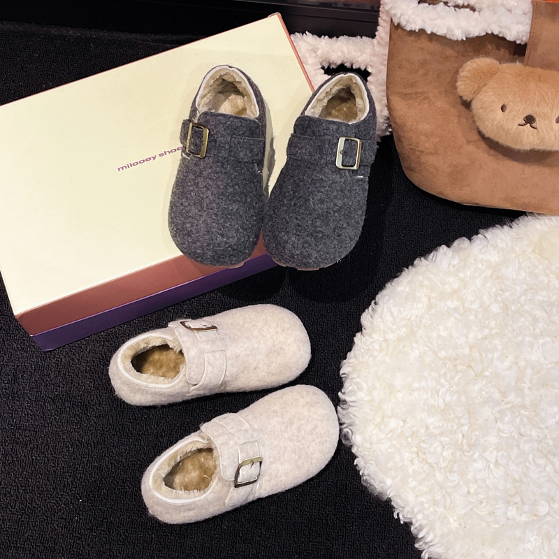 儿童韩版棉鞋2025冬季新款女童时尚毛毡加绒勃肯鞋男童保暖大棉鞋