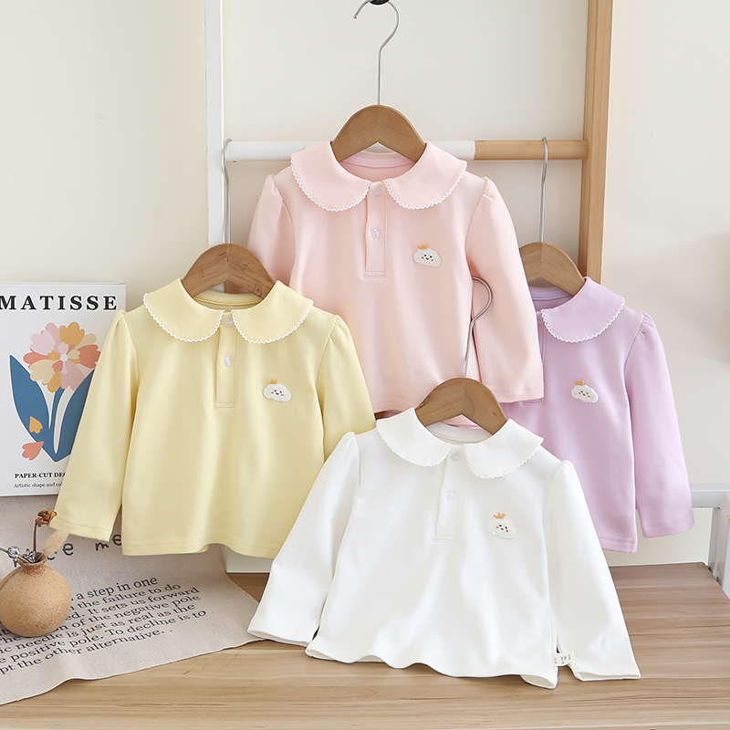 春秋冬女宝娃娃领POLO衫内搭女童打底衫韩版纯棉内搭