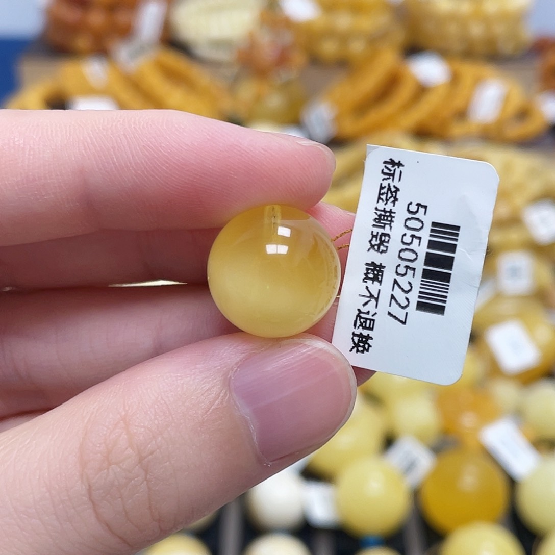 蜜蜡未镶嵌珠宝奇石圆珠浓蜜溏心蛋14.8m m
