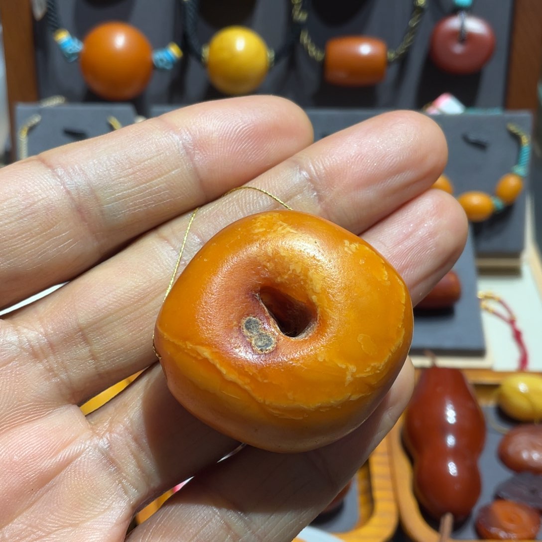 琥珀颈饰未镶嵌天然老蜜蜡四通