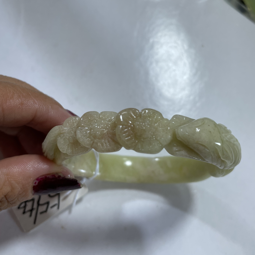 岫玉辽阳粉玉狐狸手镯55.56口径30号