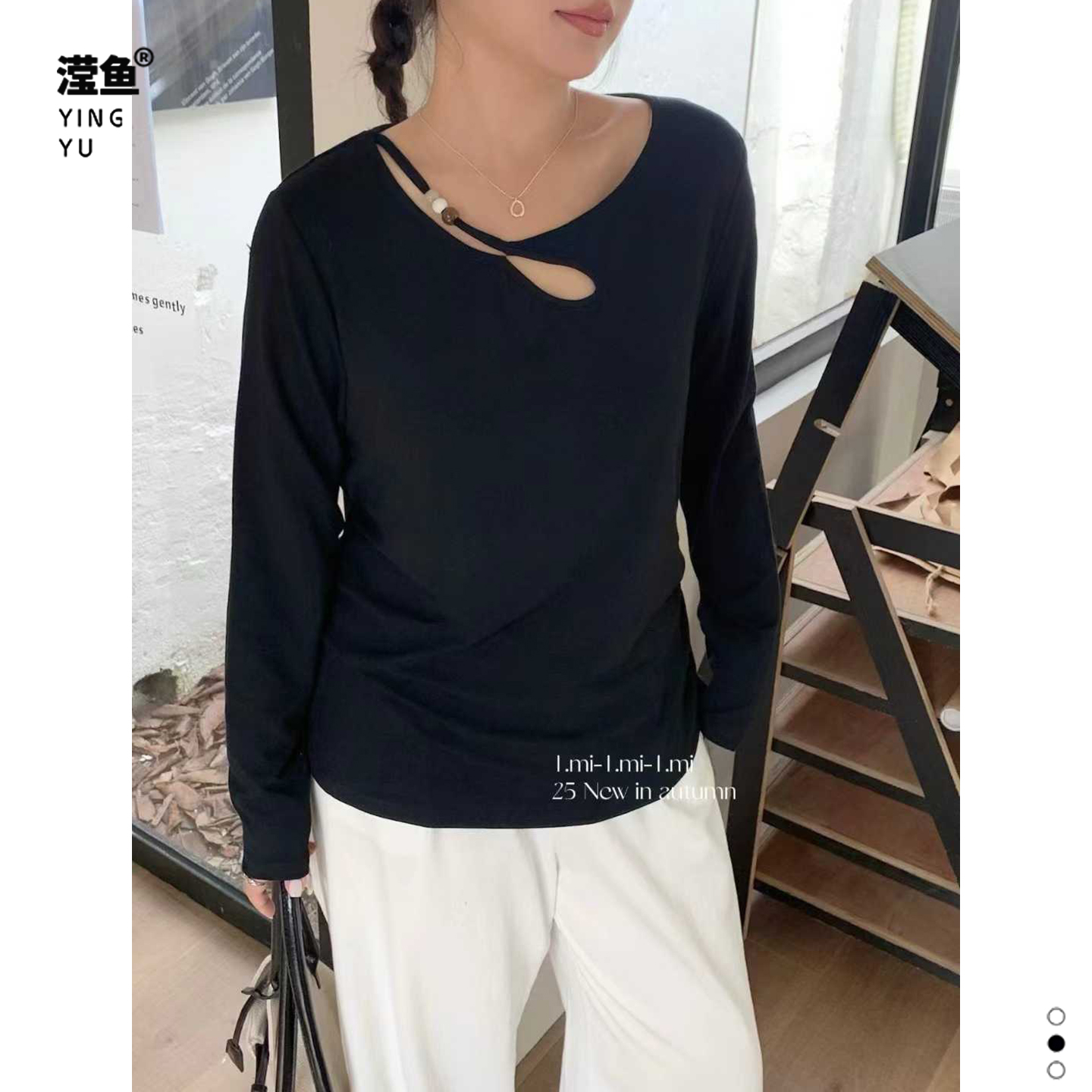 Tmi q1007大码镂空上衣气质长袖打底衫时尚显瘦百搭休闲洋气T恤