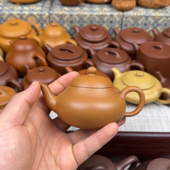 大***熊紫砂茶壶黄金段零添加无酸洗梨形