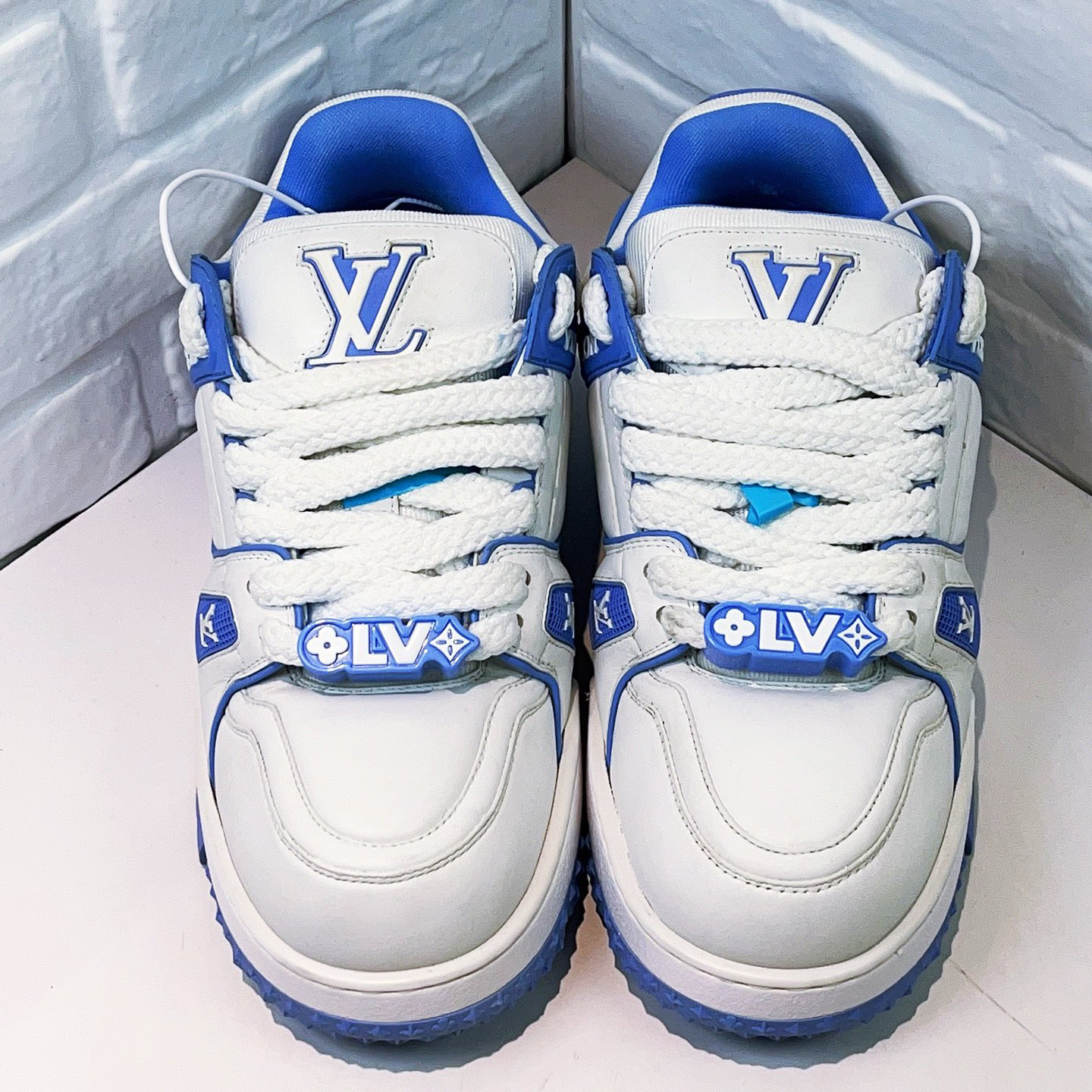 99新 LouisVuitton/路易威登 trainer 蓝白小胖丁欧码7.5码41.5码