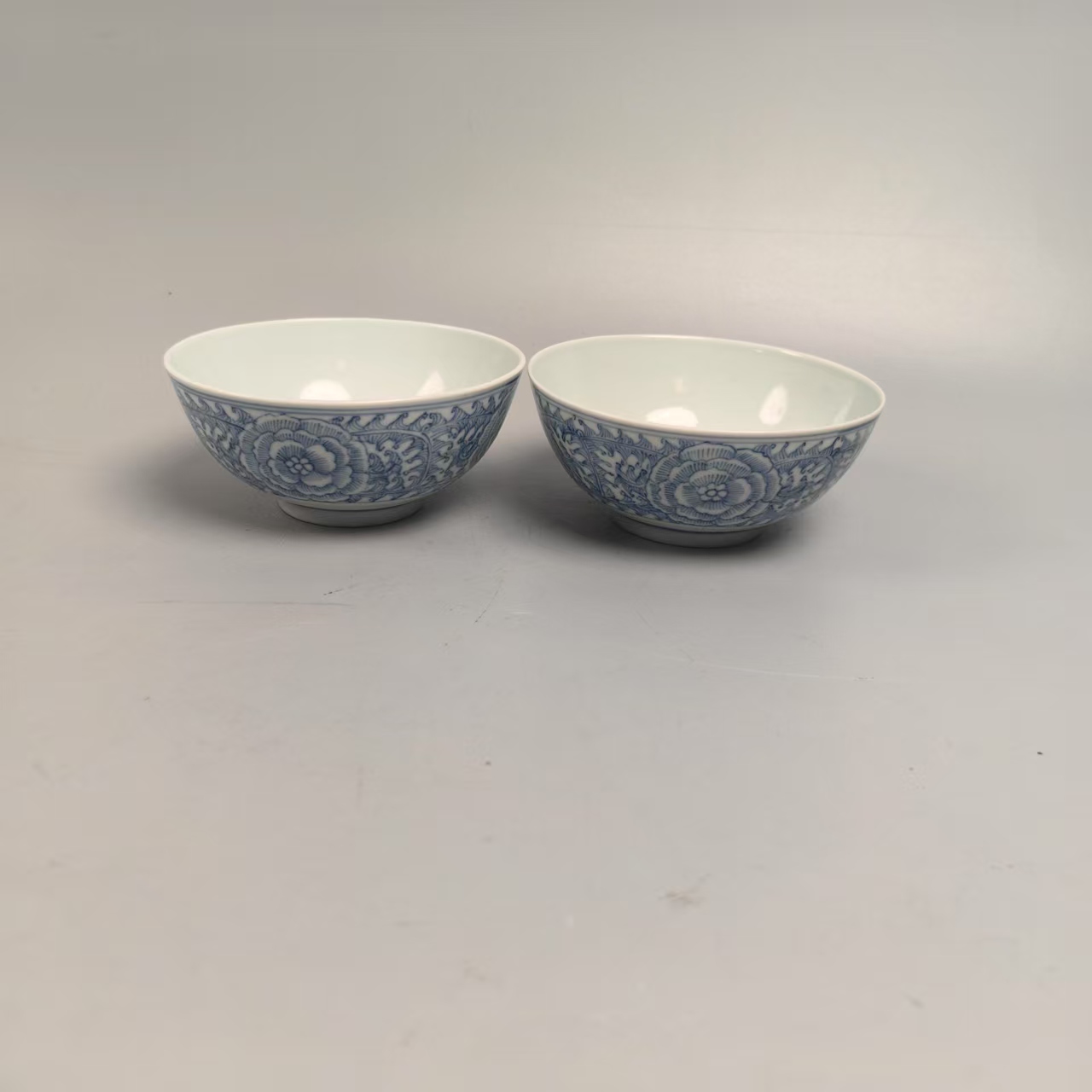 A0834清嘉庆青花花卉纹碗【其一】