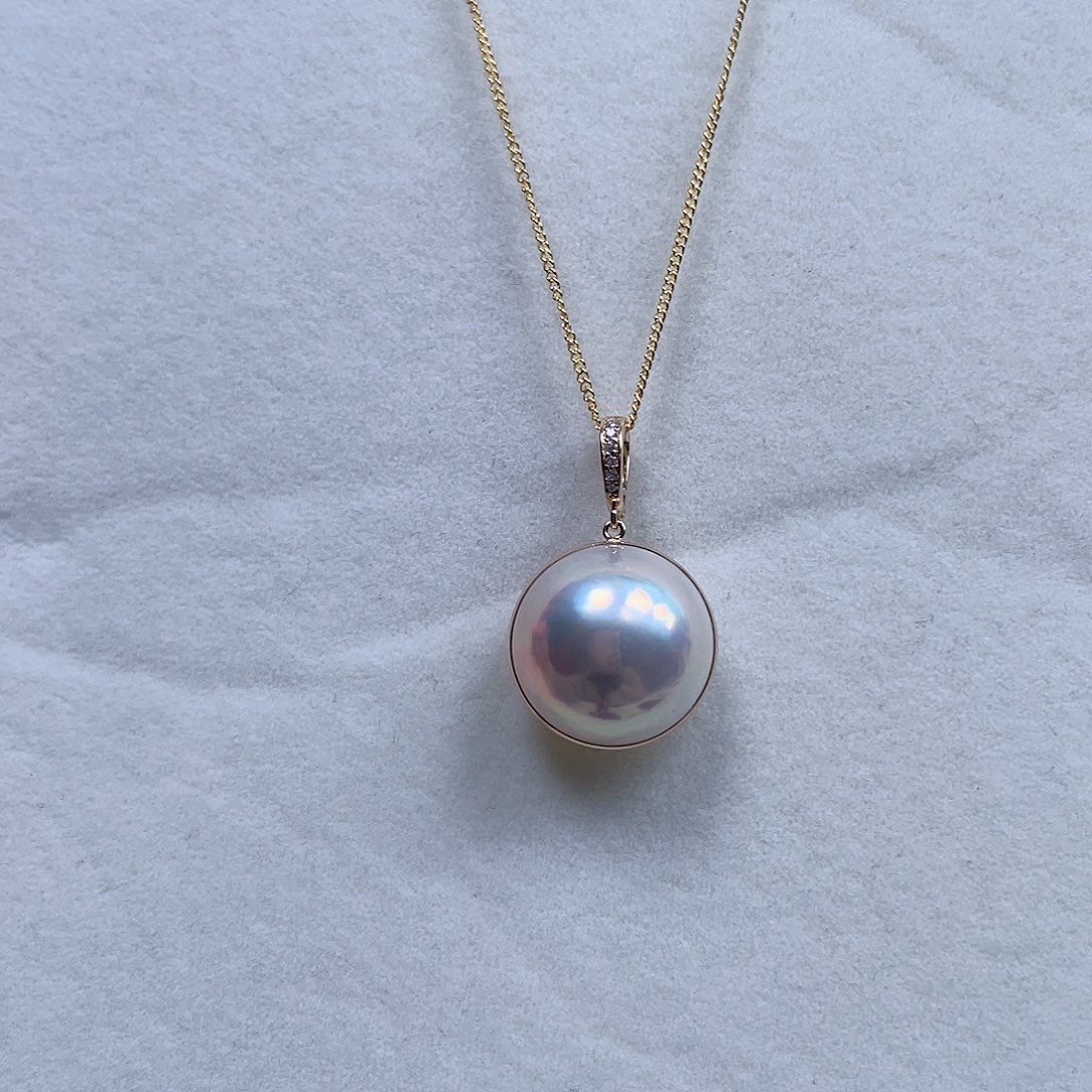 拼合珍珠（马贝珠）颈饰银S925镶嵌