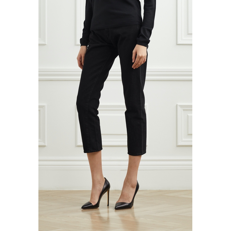 Totême女高腰锥形九分牛仔裤