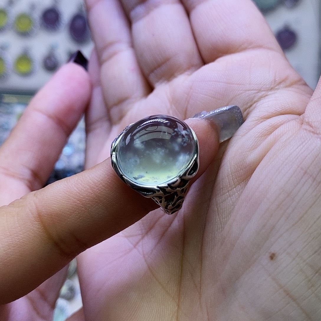 玺***贝岫玉银S925镶嵌戒指