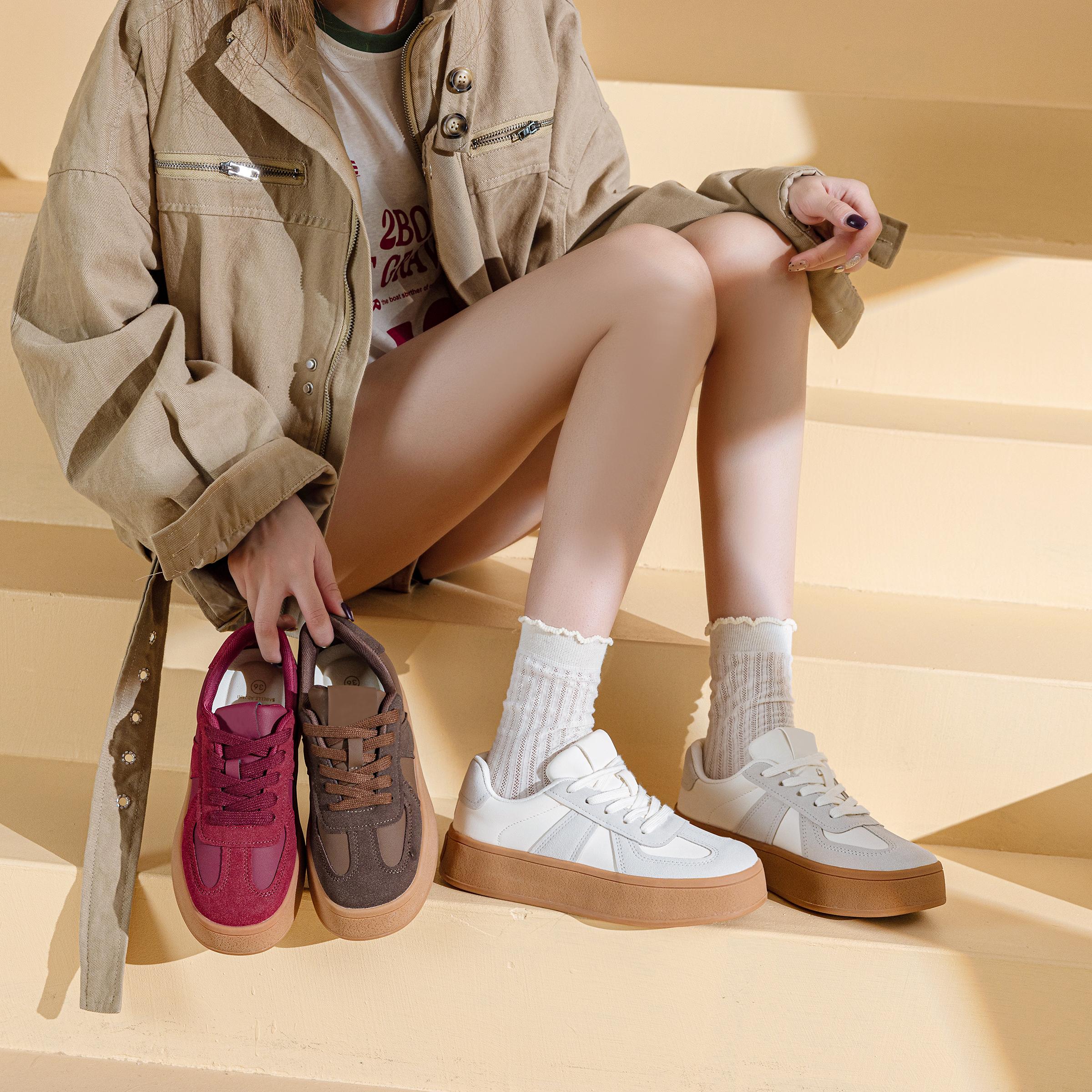 伊莎贝尔2025秋季新款时尚百搭厚底德训鞋休闲鞋