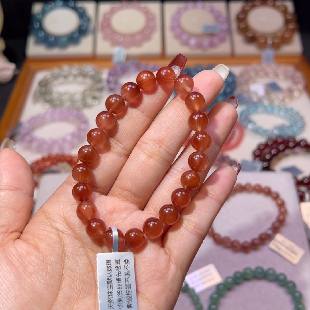 水晶手串未镶嵌赖*·红兔毛8.3m m