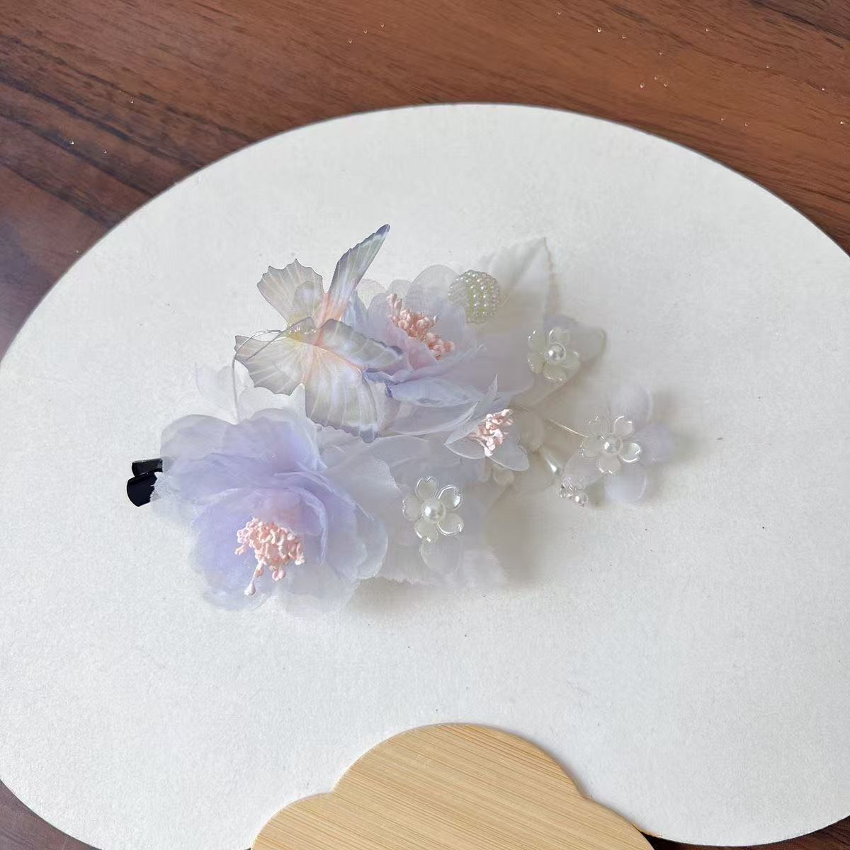 【云鬓花颜阁烫花发夹】映月(孤品）新中式汉服手工烫花古风发饰B152