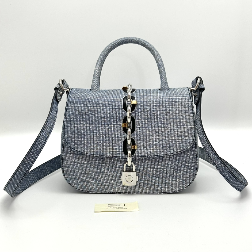 99新 LouisVuitton/路易威登 限量款牛仔蓝手提单肩锁头包03363