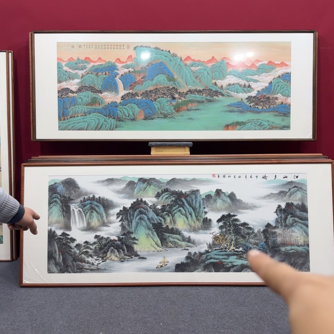 国画手绘作品带框210成80