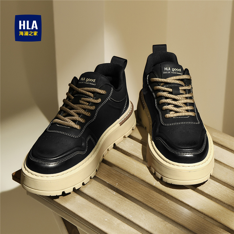 HLA/海澜之家男鞋新款春季潮流户外厚底耐磨工装鞋舒适休闲板鞋男