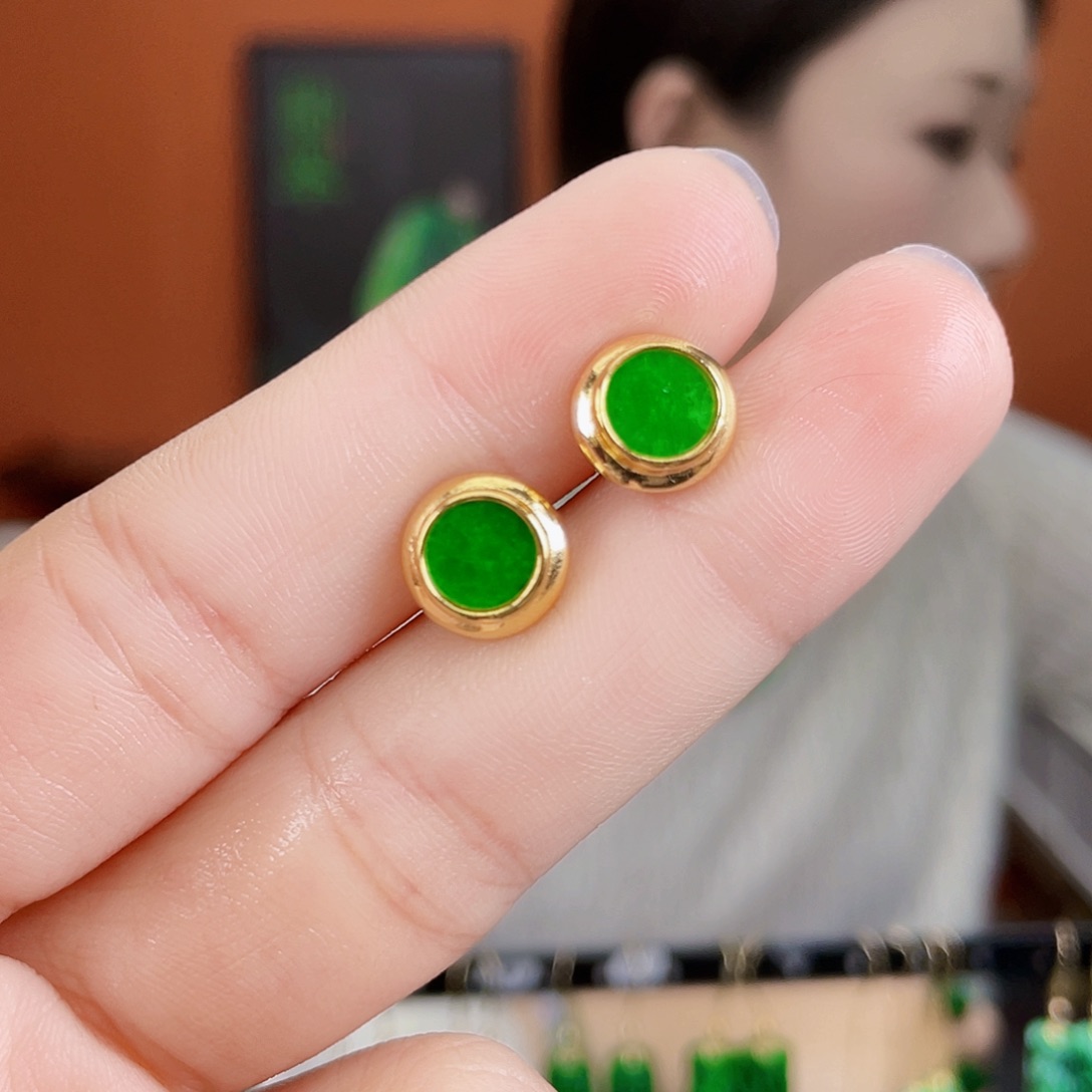 翡翠银S925镶嵌耳饰