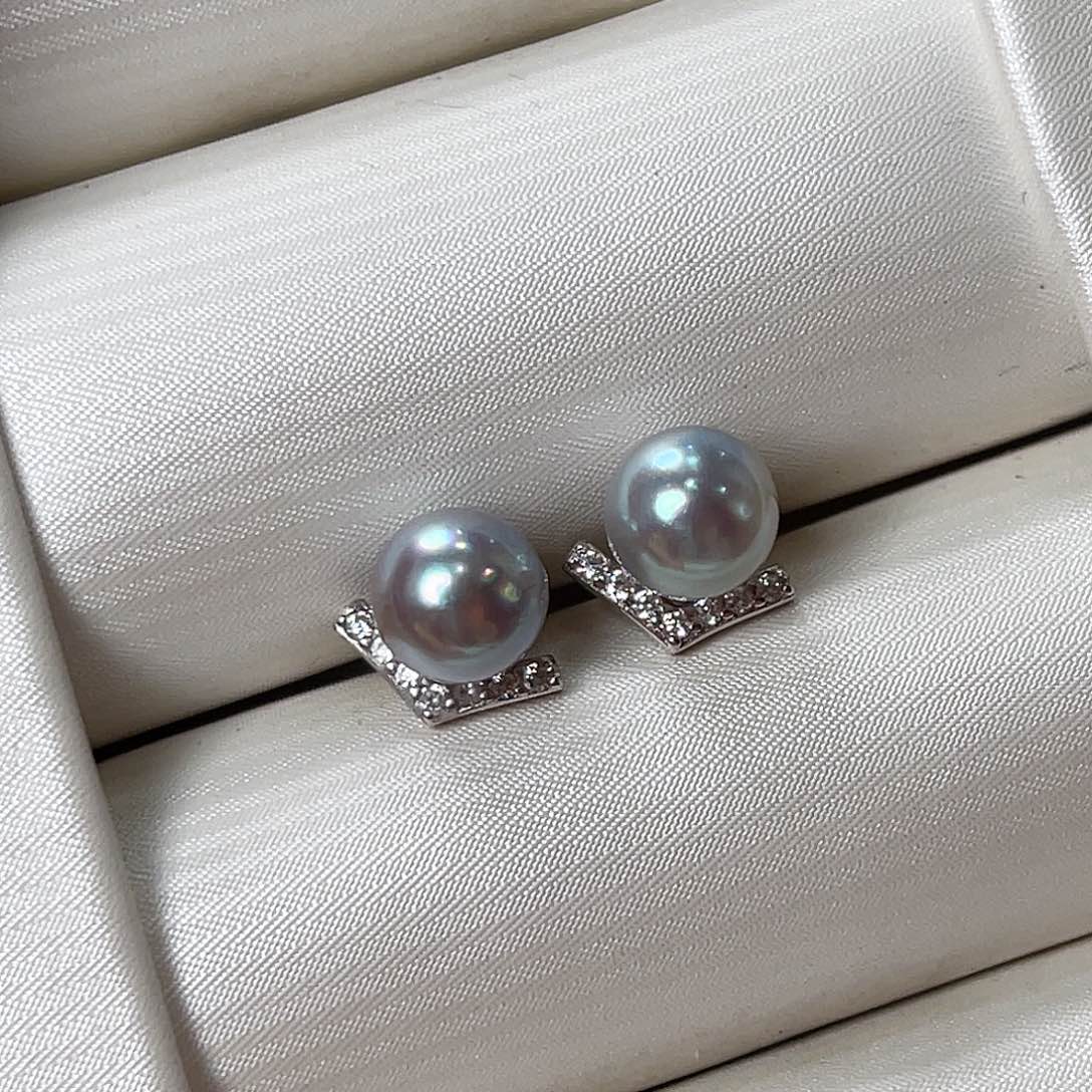 海水珍珠耳环银S925镶嵌