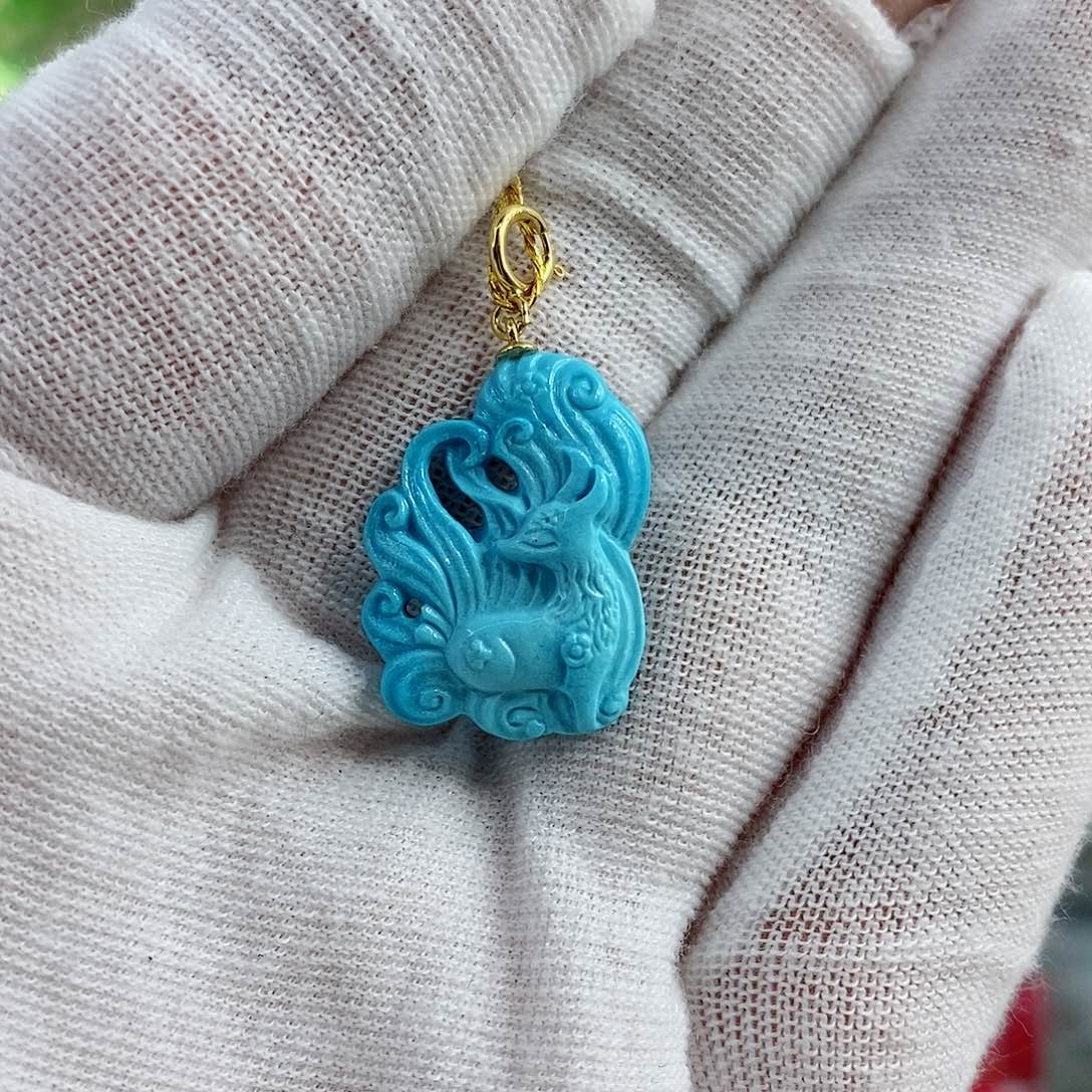 绿松石珠宝奇石18K金镶嵌