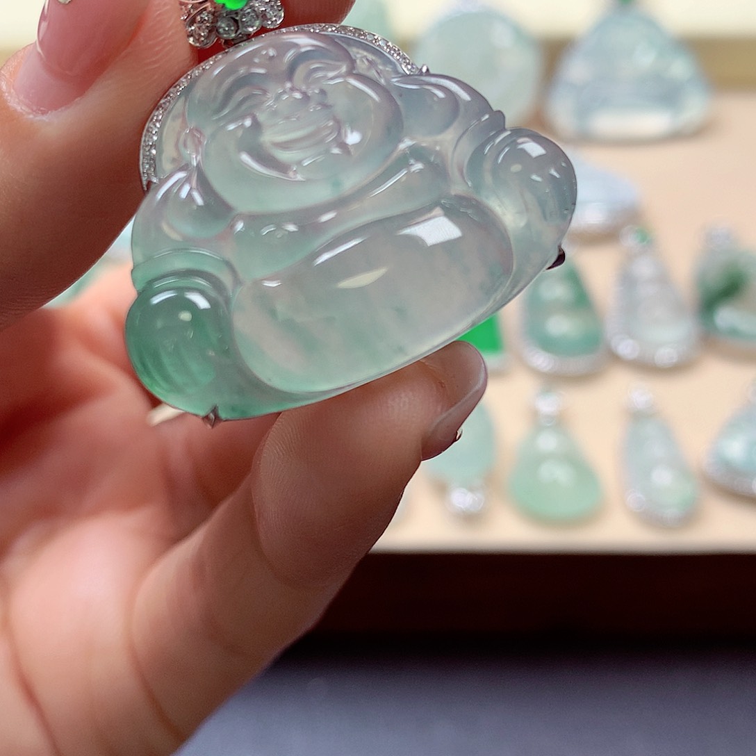 翡翠颈饰18K金镶嵌用****2翡翠