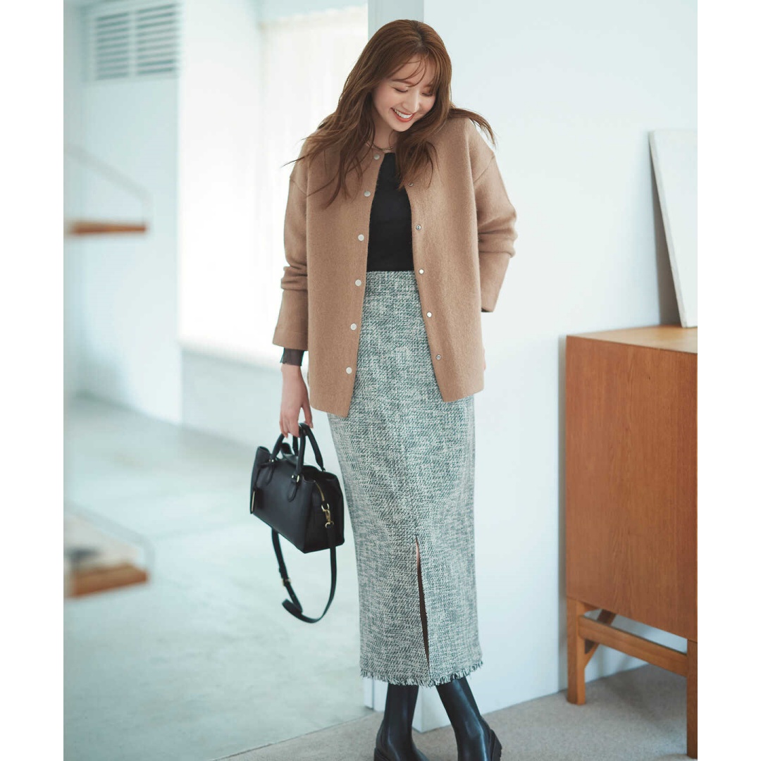 【Montendre】 秋季新款 N 时尚气质精致开叉高腰半身裙