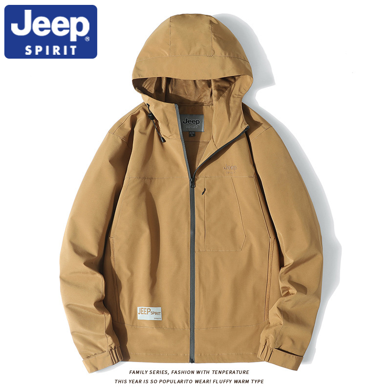 JEEPSPIRIT吉普男士防风防水夹克春秋季情侣户外登山冲锋衣男外套