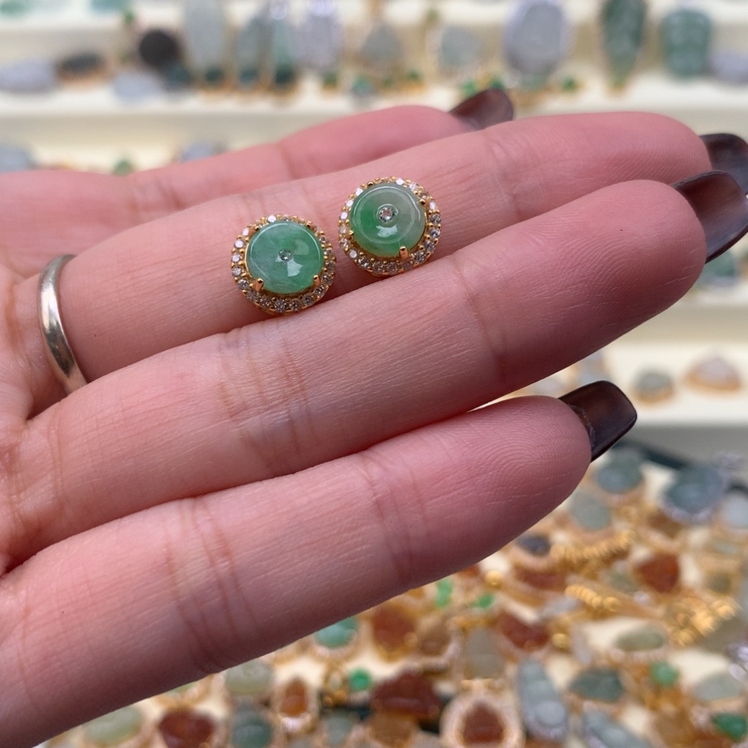 风***美翡翠银S925镶嵌颈饰路路通