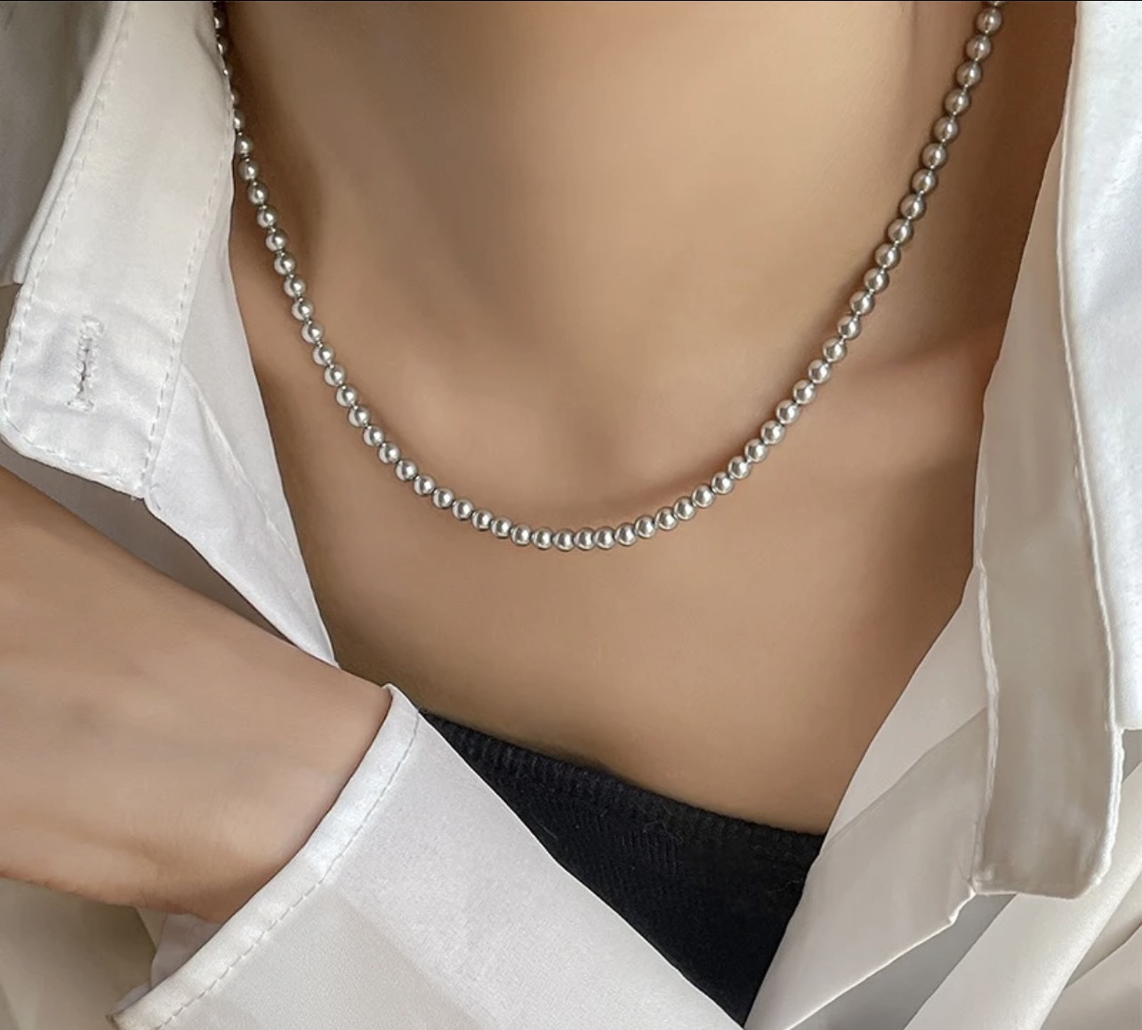 合金仿珍珠项链 合金仿珍珠10m小仙女时尚百搭气质妈妈链