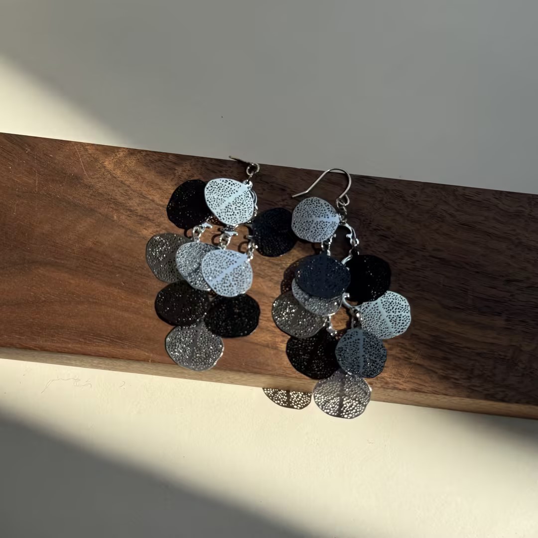 合金亚克力耳饰 树叶款耳饰