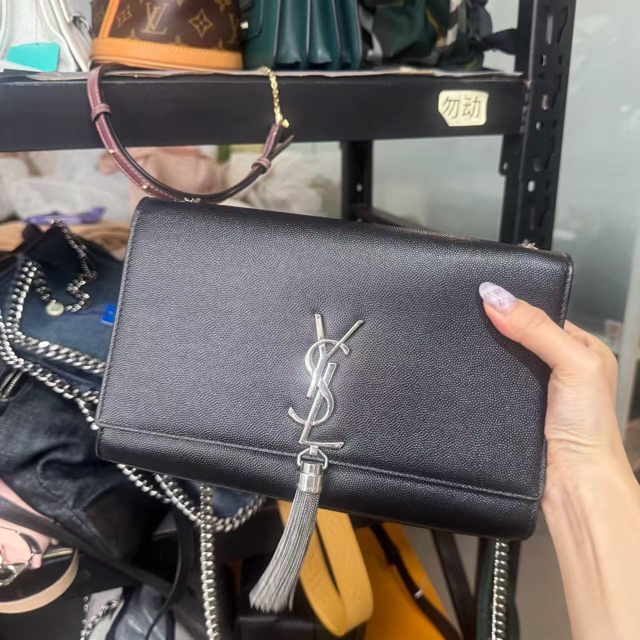 95新 YSL/圣罗兰 圣罗兰黑色流苏3083/二奢包包
