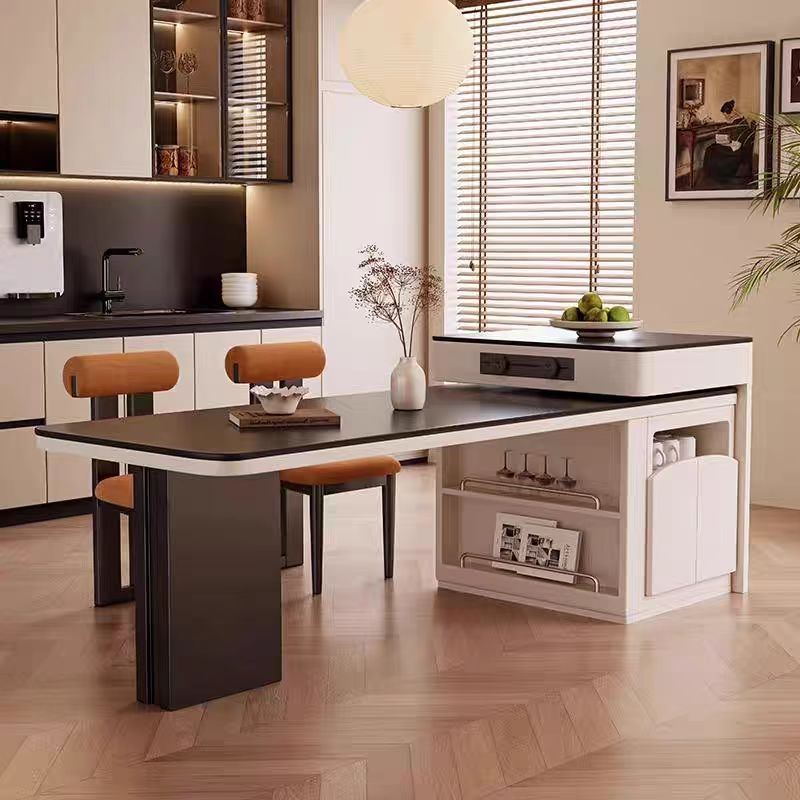 CT23#岩板岛台餐桌一体客厅家用2024新款实木轻奢倒台泡茶桌一体