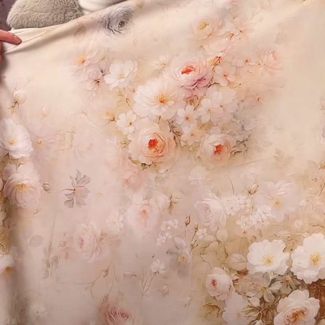 高端轻奢纯棉贡缎数码锻大布头大布块数码印花家用高档双面