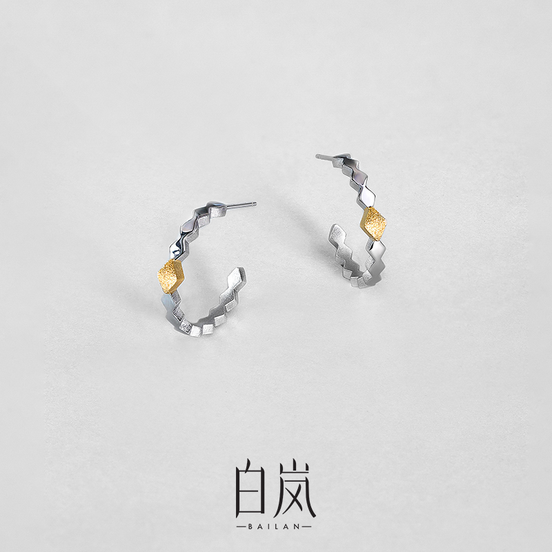 925银耳饰 【8月上新】白岚菱格耳环耳钉耳饰女高级轻奢饰品ED4753